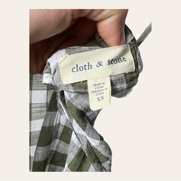 1099. ANTHROPOLOGIE CLOTH & STONE GINGHAM HALTER TOP SIZE XSMALL GREEN/WHITE - Picture 10 of 10